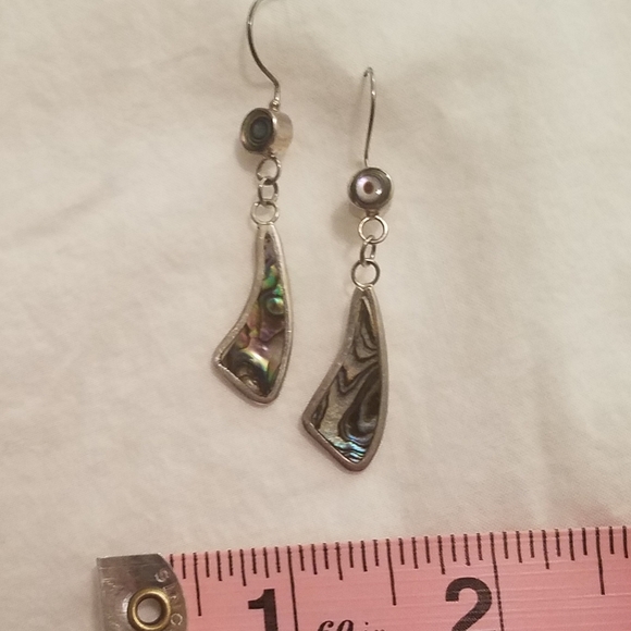 Abalone Shell Sterling Silver Earrings - Picture 3 of 4
